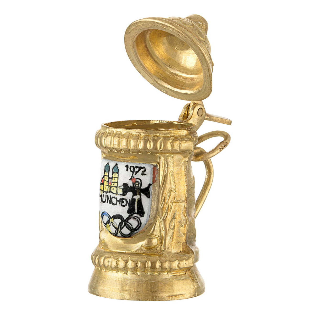 Vintage Movable 1972 Munich Olympics Beer Stein 14k Gold Charm